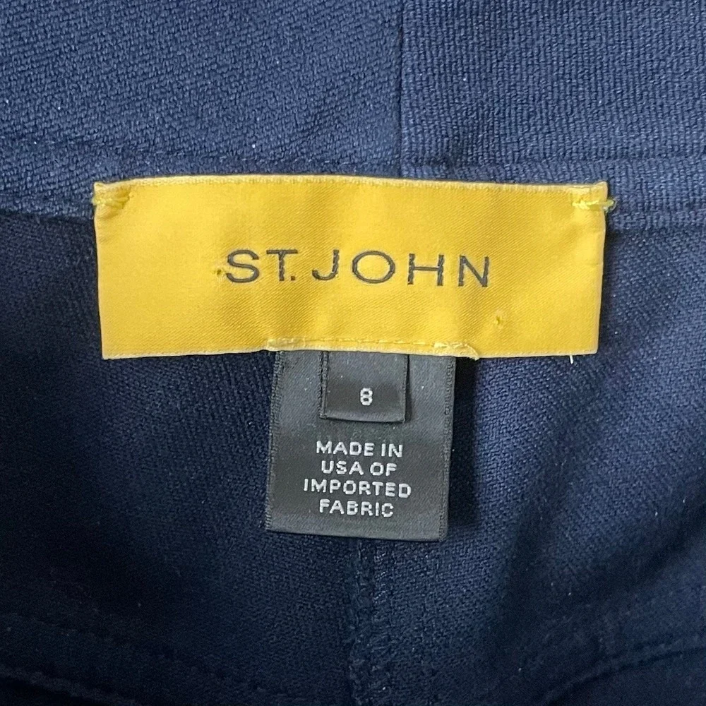 St John Sport Pants Womens Size 8 Navy Blue Straight Leg Quiet Luxury Minimalist